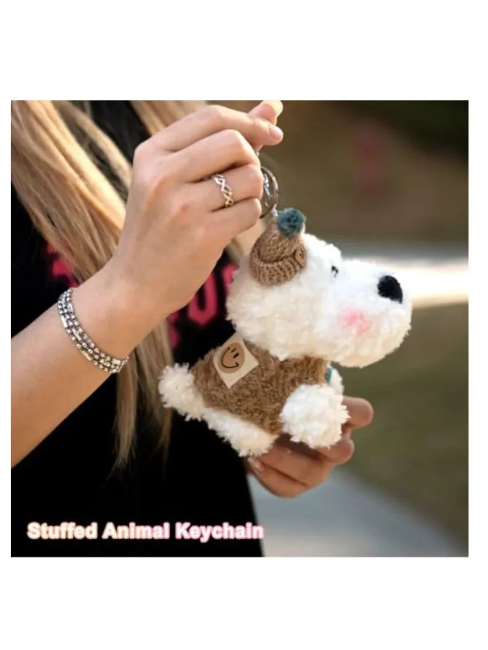Cute Dog Plush Keychain Kawaii Stuffed Animal Bag Charm for Purse Backpack